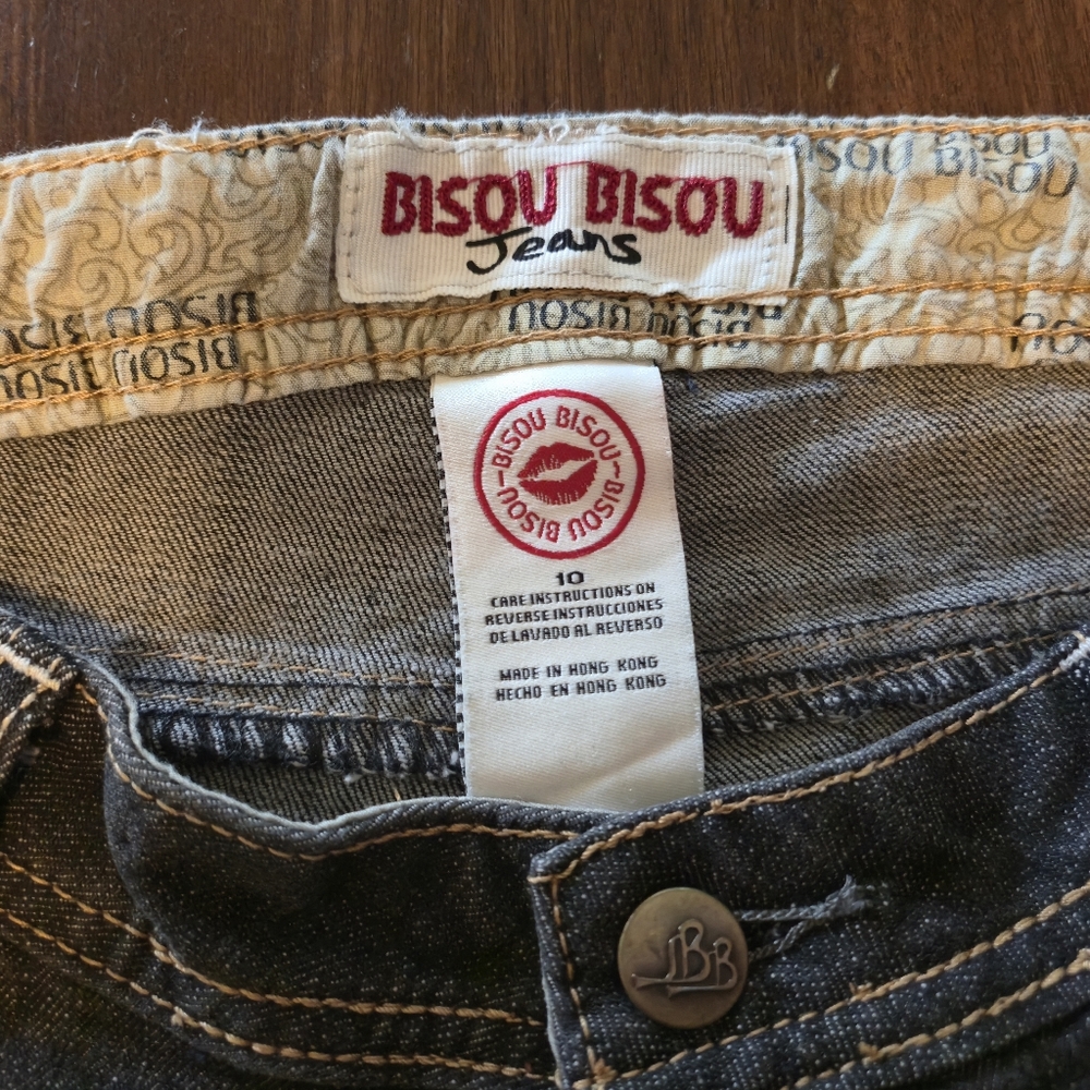 Bisou Bisou "Bisou Basic Med Black Wash" Flare Wide‎ Leg Jeans Size 10 - Picture 8 of 12